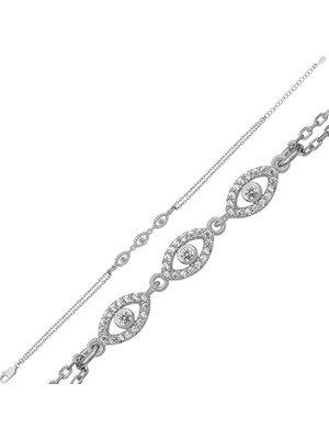 Gumush Gümüş Üçlü Mekik Model Kadın Bileklik