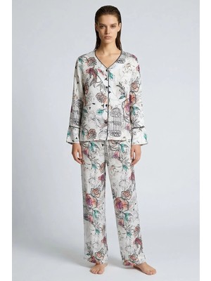 Feu De Elu Maison Royale Desenli Uzun Viskon Pijama Takımı