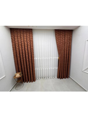 Nivemes Home Nivemeshome Duru 3-0008 Kiremit 1/3 Pileli Fon Perde