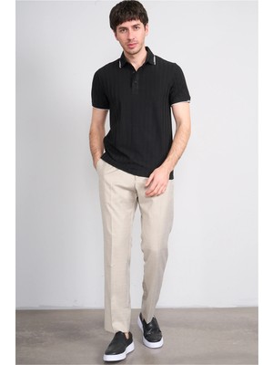 Çetinkaya Mentality 4562 Polo Yaka Regular Modelli T-Shirt Siyah