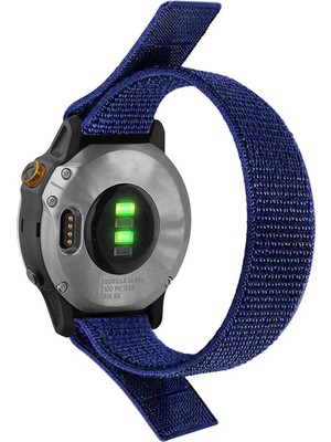 CaseOnn Garmin Approach S62 Kordon Hasır Kumaş Ultrafit Nylon Yedek Kayış Lacivert