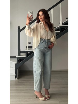 Elisin Nakışlı Barrel Fit Jean