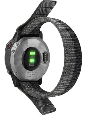 CaseOnn Garmin Fenix 8 - 47 Mm, Amoled Kordon Hasır Kumaş Ultrafit Nylon Yedek Kayış Gri Siyah
