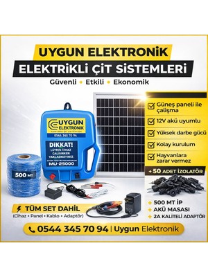 Uygun Inek Için MU-25000 Mavi Elektrikli Çit Makinesi -50 Adet Izalatör -500MT Tel 25W Panel Akü Yok