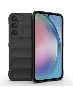 Bovinox Samsung Galaxy A35 Kılıfı Siyah Darbe Emici Puffer Tasarım Kamera Korumalı Silikon Şişme Görünümlü
