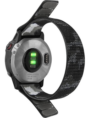 CaseOnn Garmin Descent MK3I – 51 mm Kordon Hasır Kumaş Ultrafit Nylon Yedek Kayış Siyah Beyaz