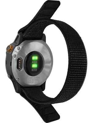 CaseOnn Garmin Fenix 8 - 47 Mm, Amoled Kordon Hasır Kumaş Ultrafit Nylon Yedek Kayış Siyah