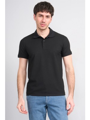Çetinkaya Mentality 4607 Polo Yaka Regular Modelli T-Shirt Siyah