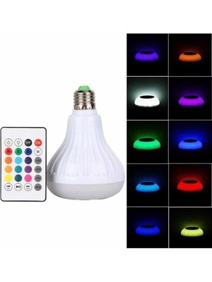 Kumandalı Rgb LED Işık Bluetooth Hoparlör Ses Lambası Renkli Ampul - Lisinya