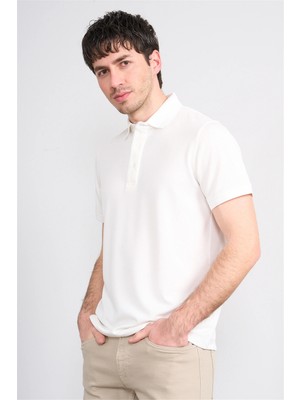 Çetinkaya Mentality 4565 Polo Yaka Regular Modelli T-Shirt Beyaz