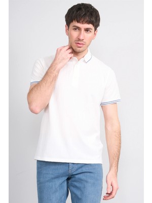 Çetinkaya Mentality 4558 Polo Yaka Regular Modelli T-Shirt Beyaz