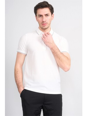 Çetinkaya Mentality 4563 Polo Yaka Regular Modelli T-Shirt Beyaz