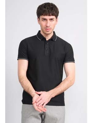 Çetinkaya Mentality 4563 Polo Yaka Regular Modelli T-Shirt Siyah