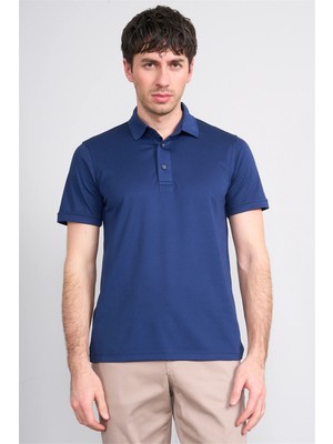 Çetinkaya Mentality 4567 Polo Yaka Regular Modelli T-Shirt Düz Lacivert