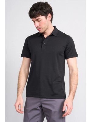Çetinkaya Mentality 4567 Polo Yaka Regular Modelli T-Shirt Siyah