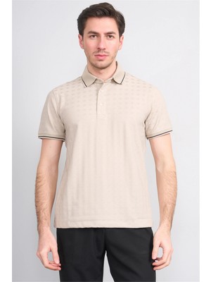 Çetinkaya Mentality 4559 Polo Yaka Regular Modelli T-Shirt Taş