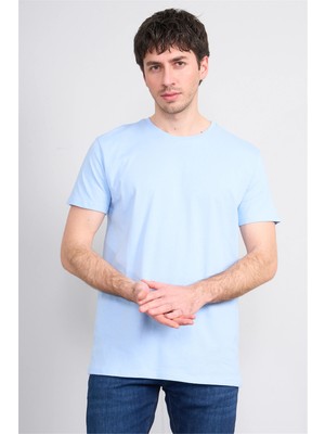 Çetinkaya Mentality 2772 Bisiklet Yaka Slimfit Basic T-Shirt Bebe Mavi