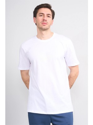 Çetinkaya Mentality 4503 Bisiklet Yaka Regular Baskılı T-Shirt Beyaz
