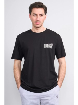 Çetinkaya Mentality 4382 Bisiklet Yaka Regular Baskılı T-Shirt Siyah