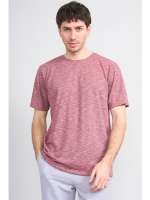 Çetinkaya Mentality 3446 Bisiklet Yaka Flamlı Sıngle Jersey Regular T-Shirt Bordo