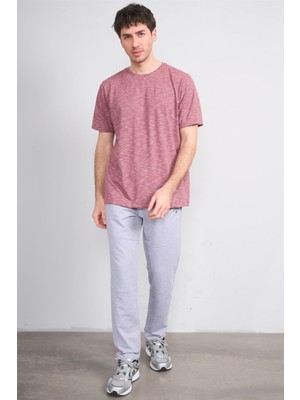 Çetinkaya Mentality 3446 Bisiklet Yaka Flamlı Sıngle Jersey Regular T-Shirt Bordo