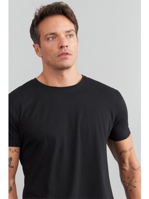 Çetinkaya Mentality 2772 Bisiklet Yaka Slimfit Basic T-Shirt Siyah