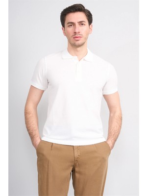 Çetinkaya Mentality 4607 Polo Yaka Regular Modelli T-Shirt Beyaz