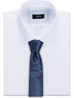 Tudors Düz İnce Lacivert Erkek Kravat