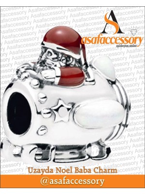 Asaf Accessory Uzayda Yılbaşı Noel Baba Charm / Gümüş Kaplama