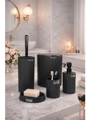 Okyanus Home Mina Siyah 5'li Banyo Seti