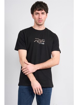 Çetinkaya Mentality 4498 Bisiklet Yaka Regular Baskılı T-Shirt Siyah