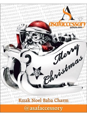 Kızak Noel Baba Charm / Gümüş Kaplama
