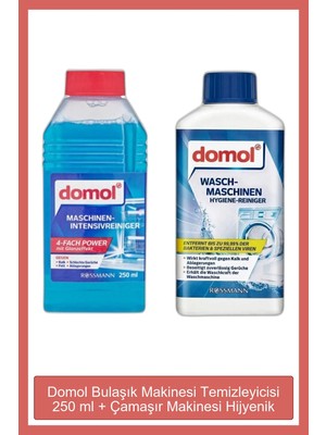 Domol Bulaşık Makinesi Temizleyicisi 250 ml ve Hijyenik Çamaşır Makinesi Temizleyici 250 ml
