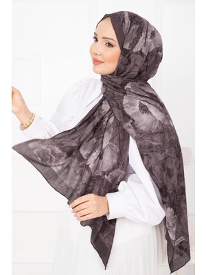 Msc Çiçek Desen Bambu Şal Serisi Vizon