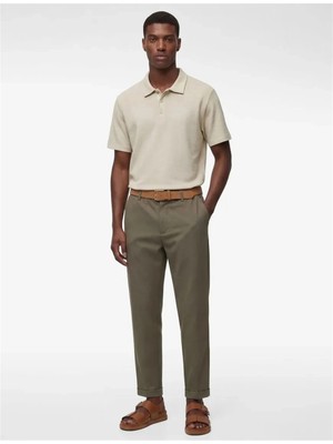 Koton 6SAM10006MK 057 Bej Erkek Jersey Kısa Kollu Polo T-Shırt