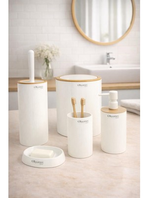 Okyanus Home Mina Beyaz Due 5'li Banyo Seti