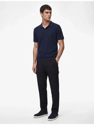 Koton 6SAM10068MK 725 Lacıvert Erkek Jersey Kısa Kollu Polo T-Shırt