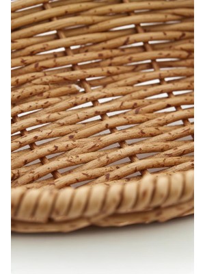 Atbyhome Rattan Piknik Hasır Ekmek Sepeti Meyve Sebze Sepeti Plastik Örme