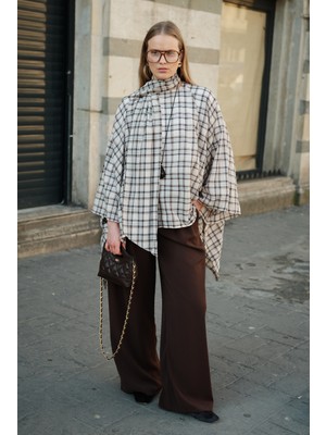 Emnora Ekose Pelerin Bluz Taş