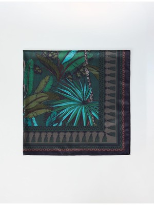 Jimmy Key Yeşil Yaprak Desenli Dokuma Eşarp