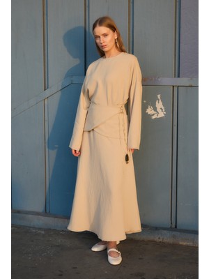 Emnora Aller Detaylı Etek Takım Taş