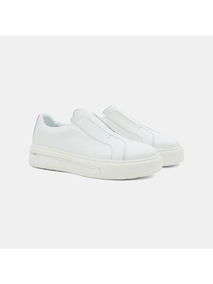 Erkek Beyaz Desacomfort Lastikli Deri Günlük Ayakkabı