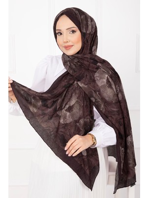 Msc Çiçek Desen Bambu Şal Serisi Acı Kahve