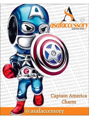Asaf Accessory Kaptan America Charm / Gümüş Kaplama
