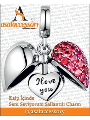 Kalp Içinde Seni Seviyorum Sallantılı Charm / Gümüş Kaplama