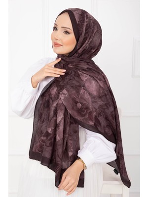 Msc Çiçek Desen Bambu Şal Serisi Koyu Gülk.