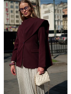 Emnora Pelerin Detaylı Blazer Ceket Burgonya