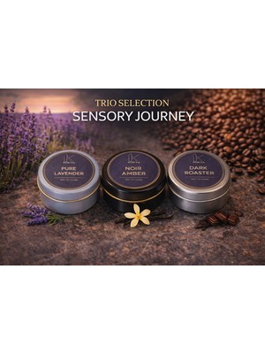 Korıxa Sensory Journey 3’lü Mini Kokulu Mum Seti – Premium Metal Kutulu Mum (Lavanta, Amber, Kahve)