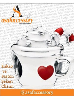 Kakao ve Baston Şekeri Charm / Gümüş Kaplama
