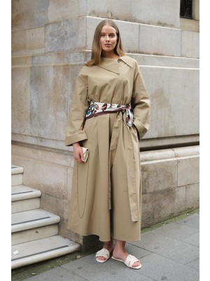 Emnora Asimetrik Yaka Elbise Çağla Yeşili